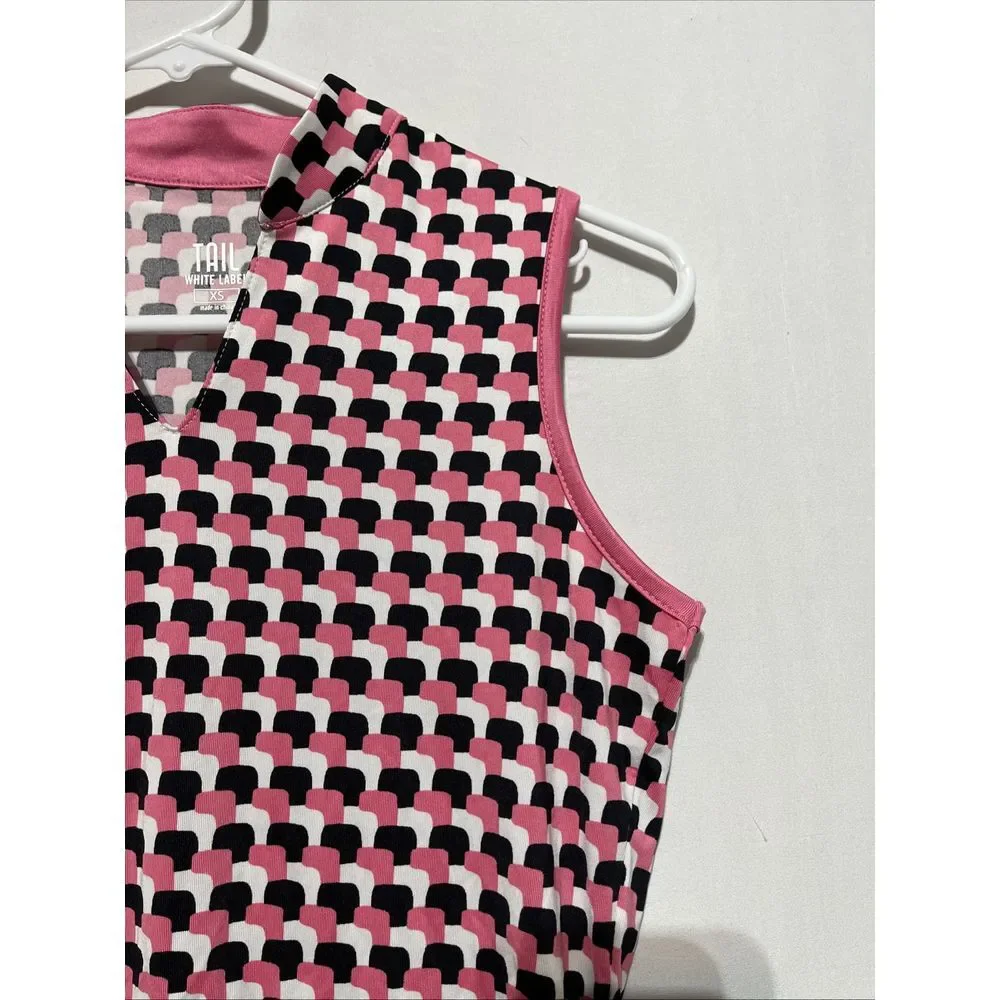 Tail White‎ Label Women XS Multi Stacked Cubes Stretch Novelty Neck Tank
